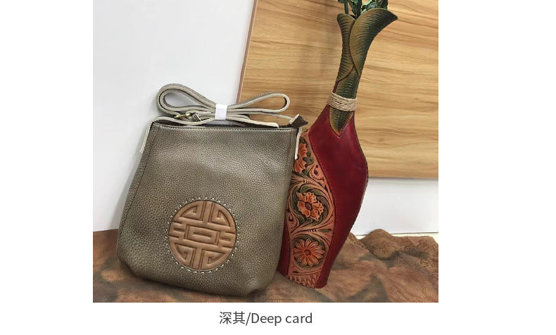 Men's Shoulder Bag Genuine Cowhide Leather Retro Fashion Casual Crossbody Bag for Men