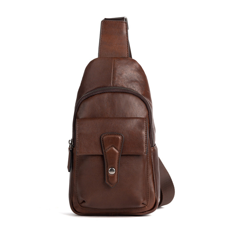 Men's bust bag Genuine cowhide leather retro casual crossbody bag for men