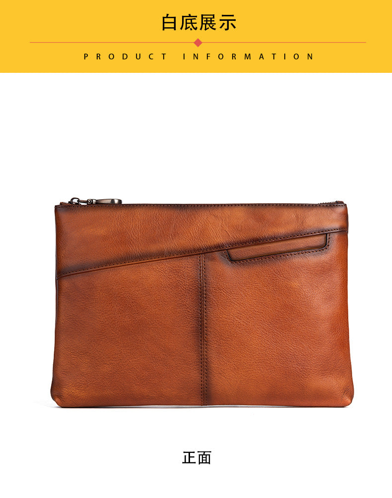 Men's Wallet Cowhide Genuine Leather Clutch Bag Retro Casual Men's Handbag