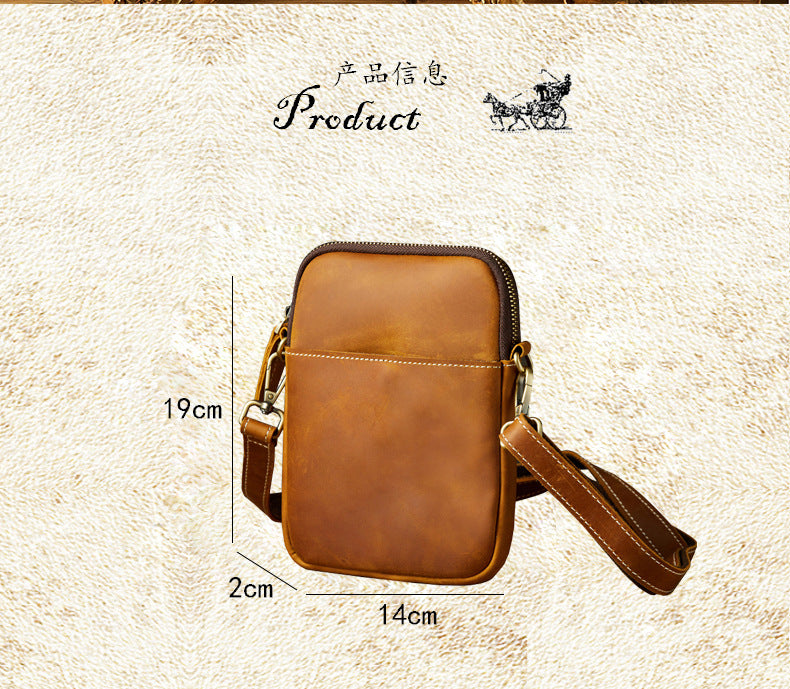 Men's Shoulder Bag Original Crazy Horse Cow Leather Retro Unique Men's Crossbody Bag