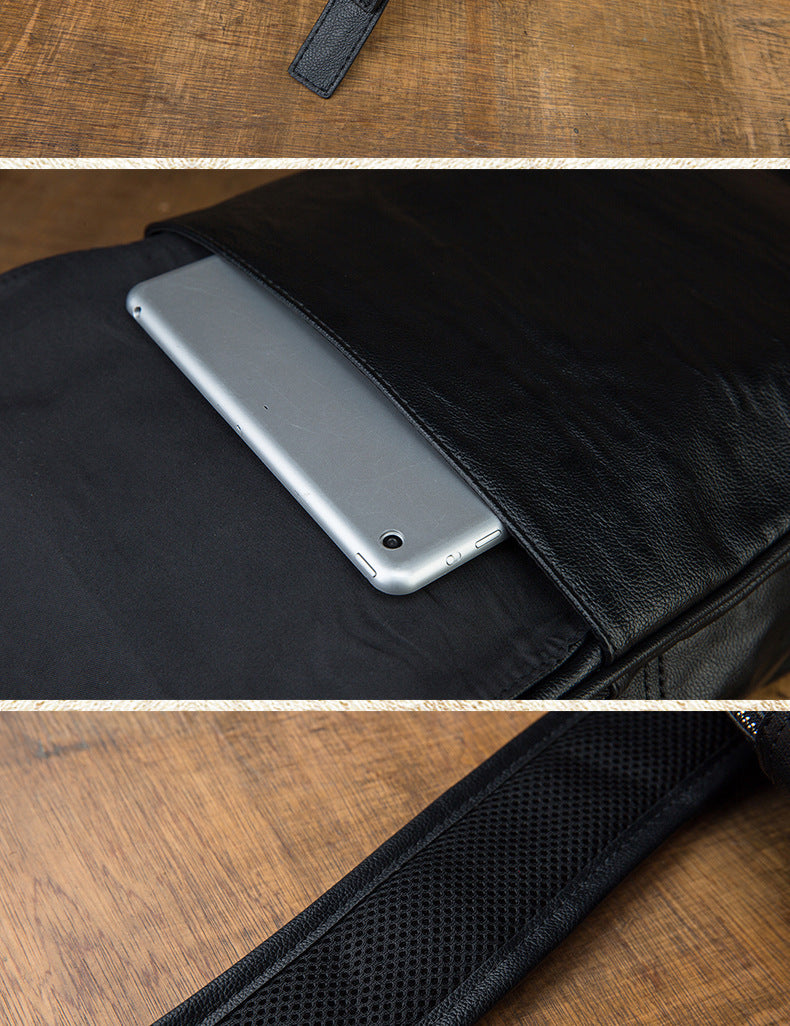 Men's backpack, original handmade cowhide genuine leather, simple casual computer bag, large capacity, travel bag