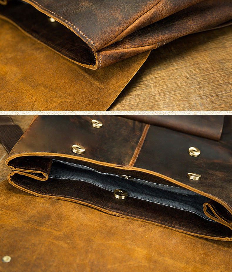 Men's Rucksack Korean Fashion Handmade Cowhide Genuine Leather Crazy Horse Outdoor Travel Bag Casual Computer Bag for Men