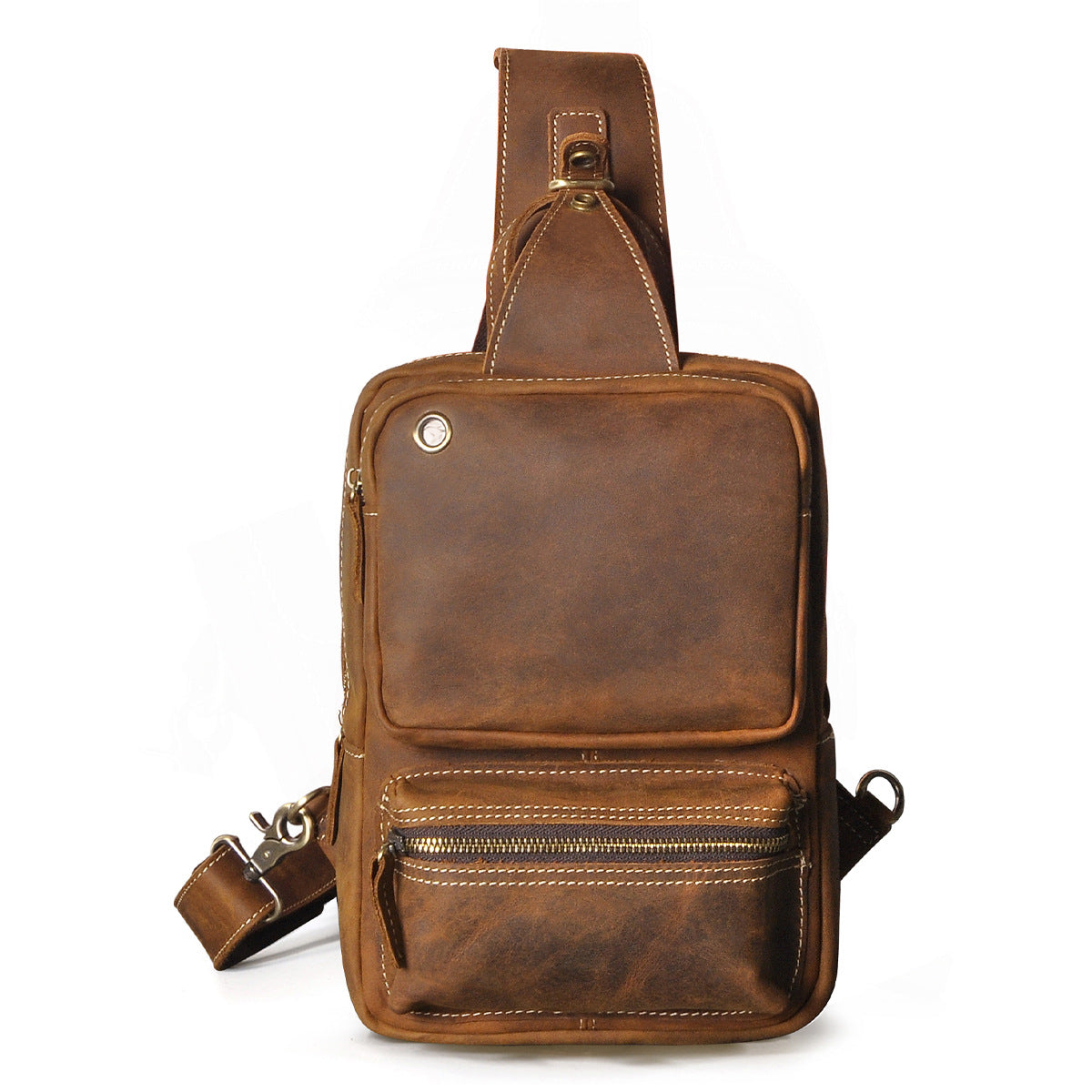 Men's bust bag Genuine cowhide leather outdoor multipurpose crossbody bag for men