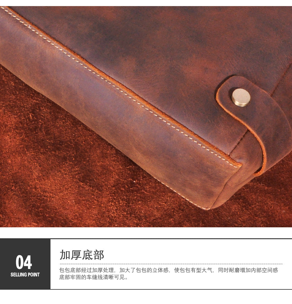 Men's Briefcase Handbag Cowhide Genuine Leather Retro Business Men Computer Bag