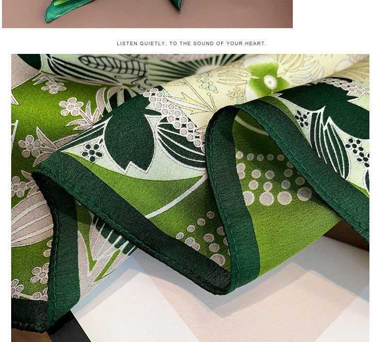 Silk scarf print pattern fashionable women's small scarf temperament neckerchief