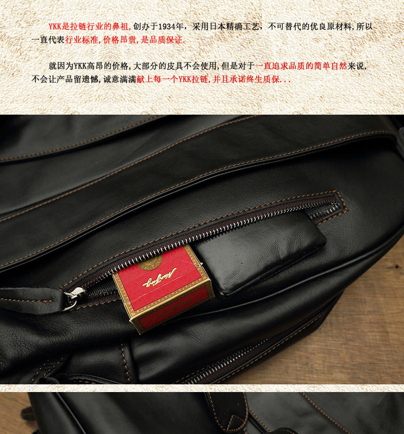 Men's backpack, handmade, genuine cowhide leather, Korean fashion travel bag, business computer bag