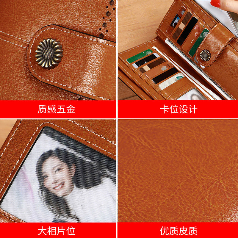 Wallet Women's Bag Wallet Openwork Genuine Leather Long Wallet Clutch Bag Women's Wallet