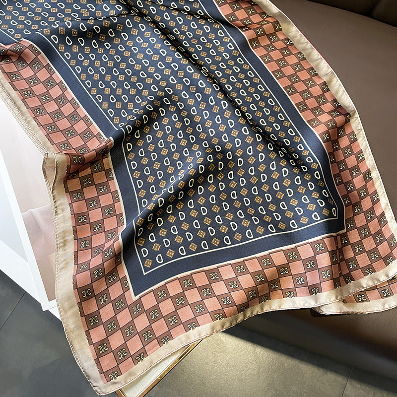 Scarf pattern mother pattern color matching simulation silk elongated scarf big ribbon women