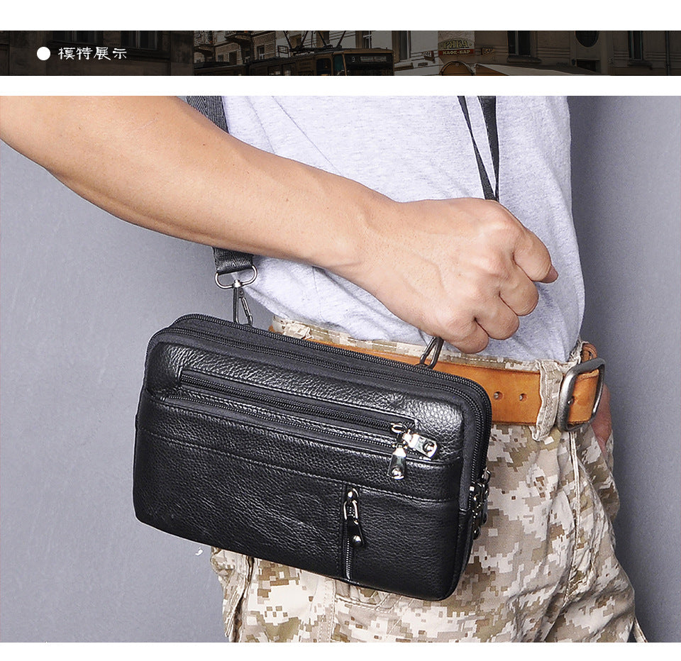 Men's Waist Pouch Cowhide Genuine Leather Retro Fashion Casual Outdoor Men's Bag