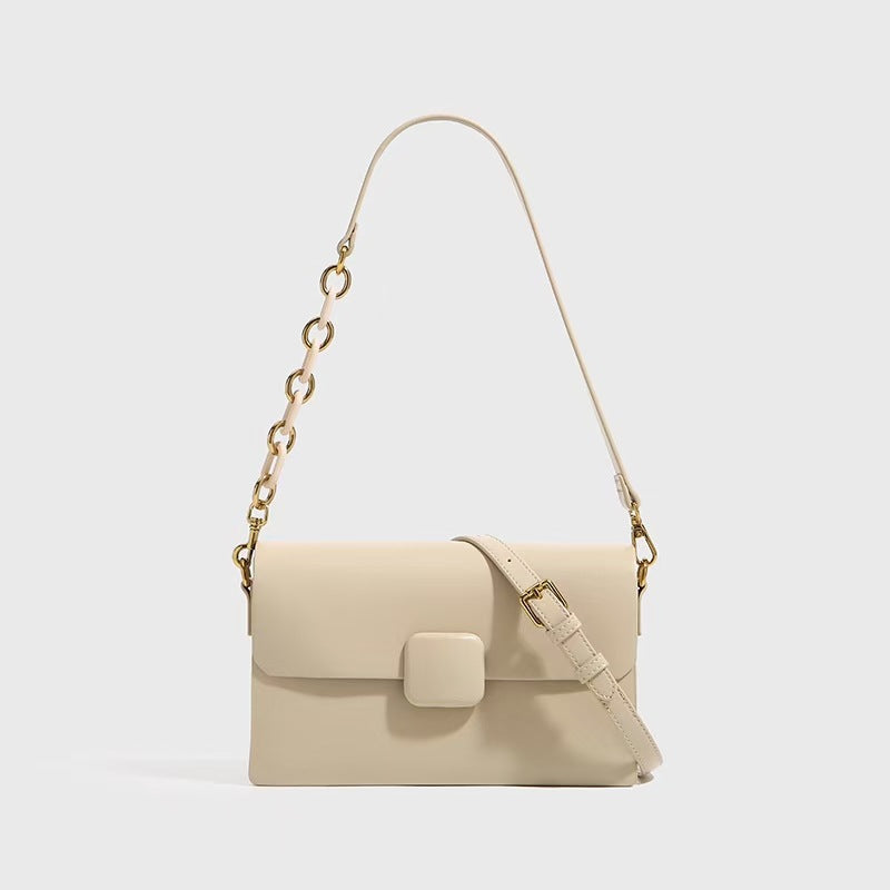 Acrylic chain back luxury genuine leather women's bag trendy fashion diagonal armpit bag shoulder bag.pochette