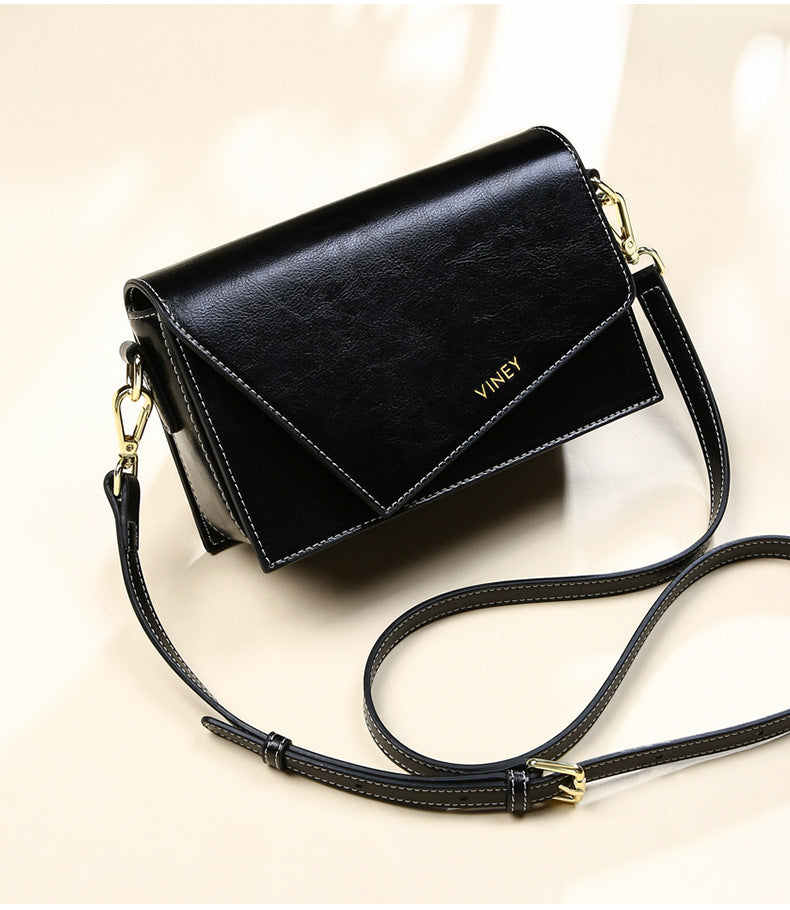 Genuine leather bag ladies bag mini square bag crossbody bag simple elegant shoulder bag. pochette