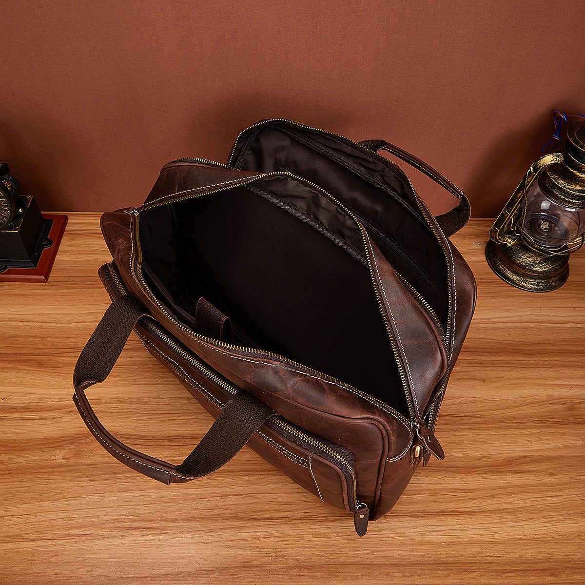 Men's Handbag Briefcase Cowhide Genuine Leather Retro Business Men Computer Bag