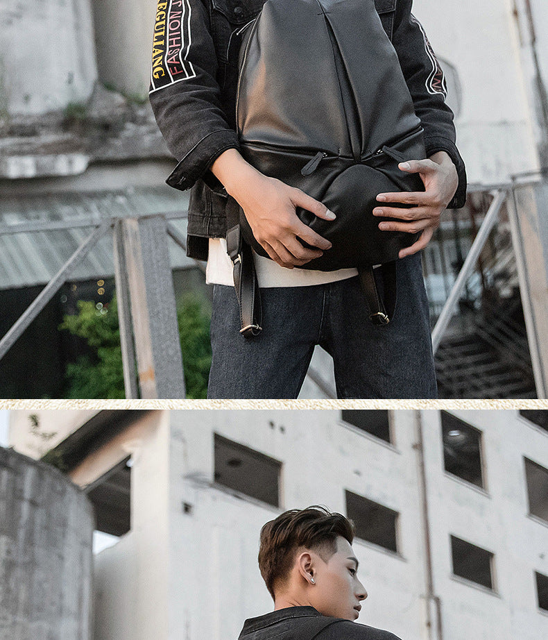 Men's backpack handmade cowhide genuine leather simple casual fashion travel bag