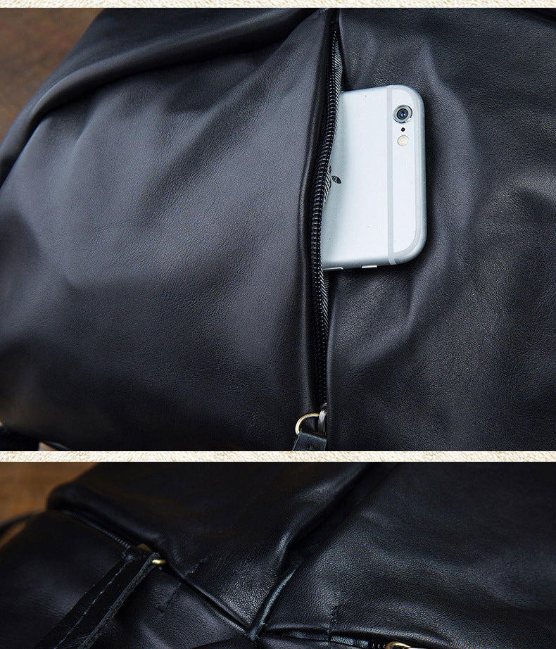 Men's backpack handmade cowhide genuine leather simple casual fashion travel bag