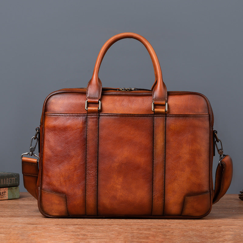 Men's Briefcase Cowhide Genuine Leather Retro Casual Men's Handbag