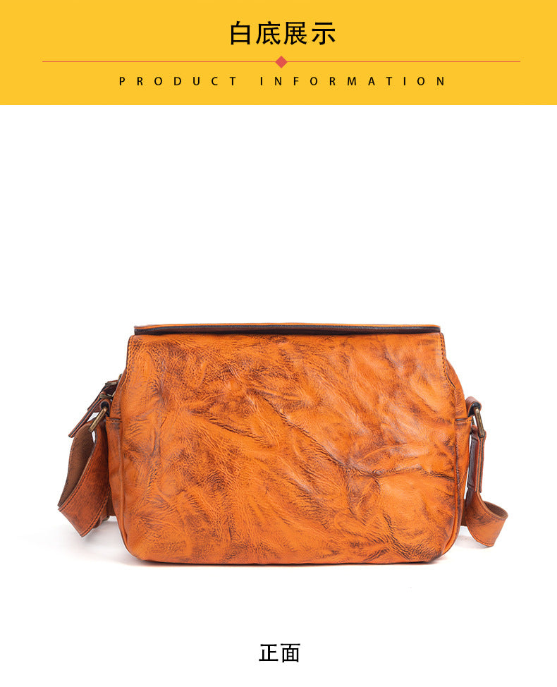 Men's Shoulder Bag Genuine Cowhide Leather Retro Men's Crossbody Bag