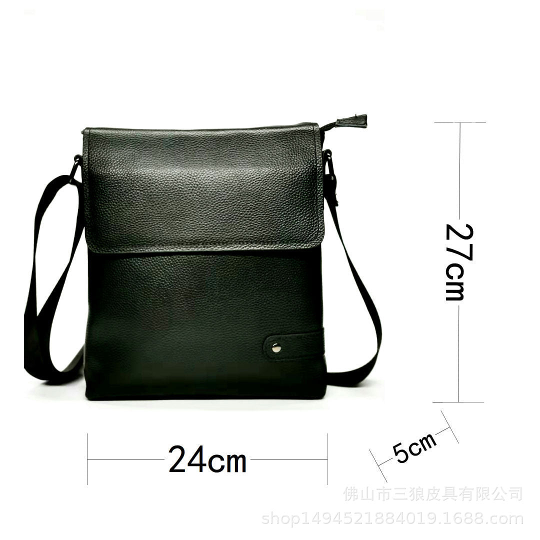 Men's Shoulder Bag Genuine Cowhide Leather Korean Fashion Business Casual Crossbody Bag for Men