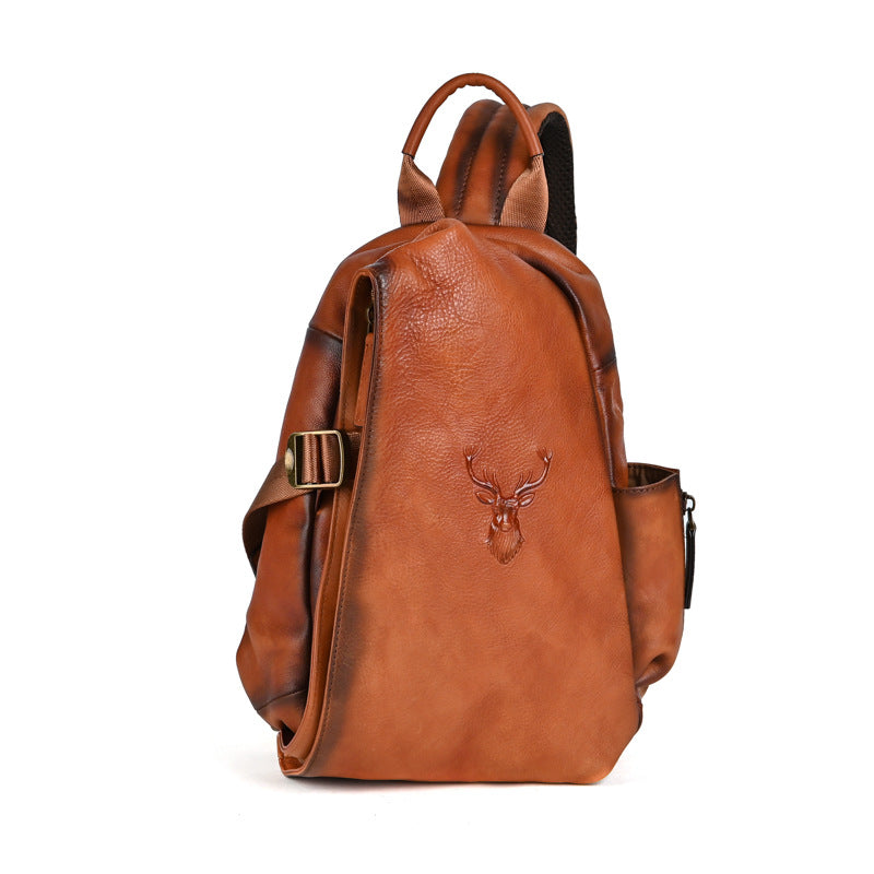 Men's Bust Bag Genuine Cowhide Leather Retro Casual Men's Crossbody Bag Travel Bag