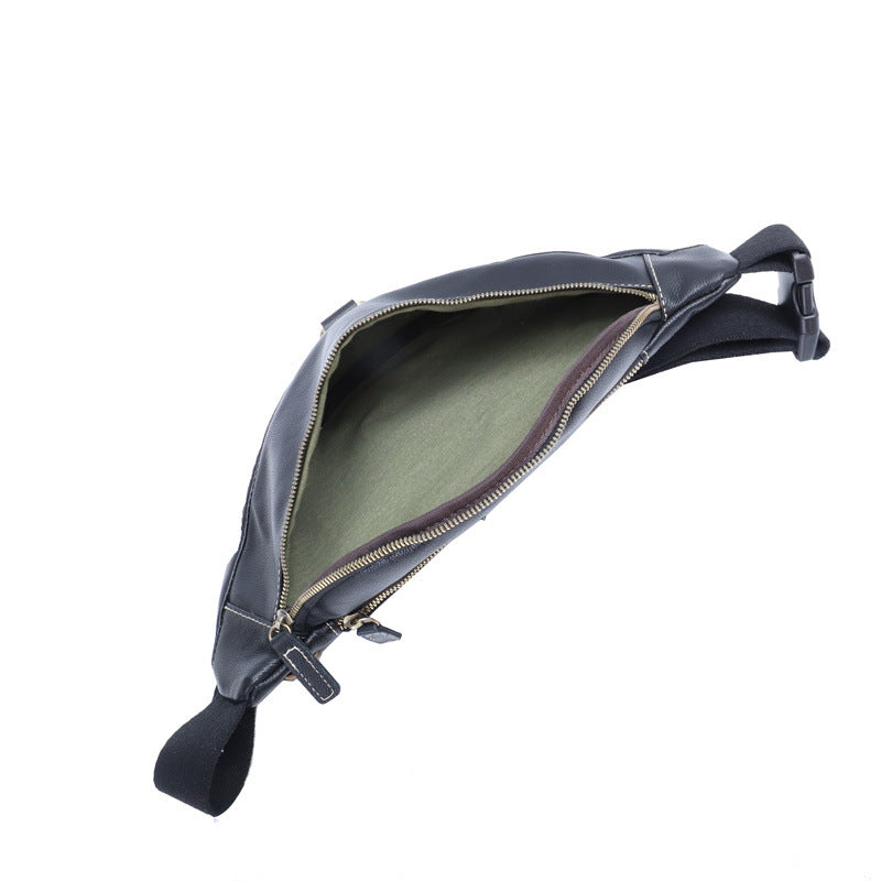 Men's Crossbody Bag Cowhide Genuine Leather Retro Fashion Business Commuter Waist Pouch for Men