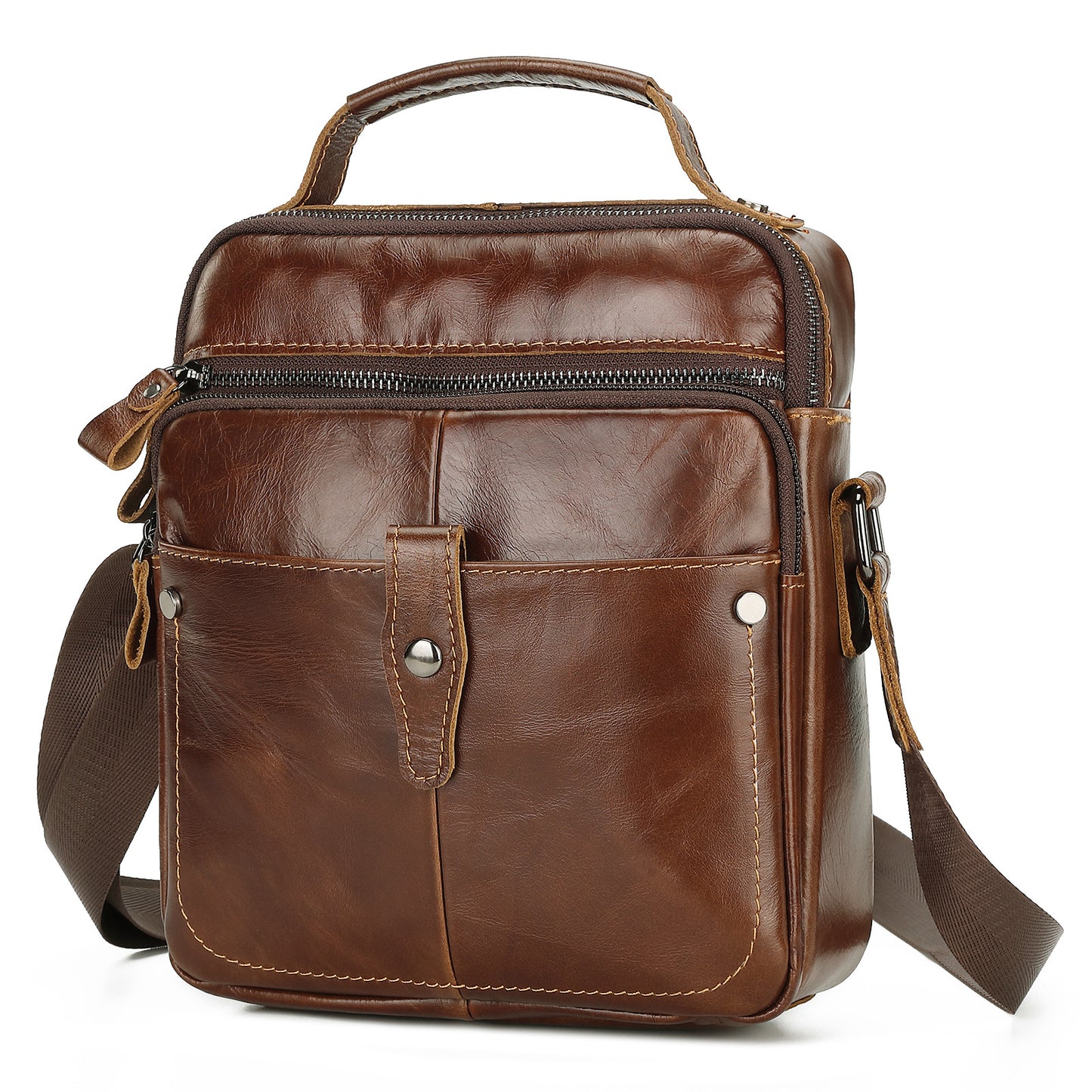 Men's Shoulder Bag Cowhide Casual Korean Fashion Crossbody Bag for Men