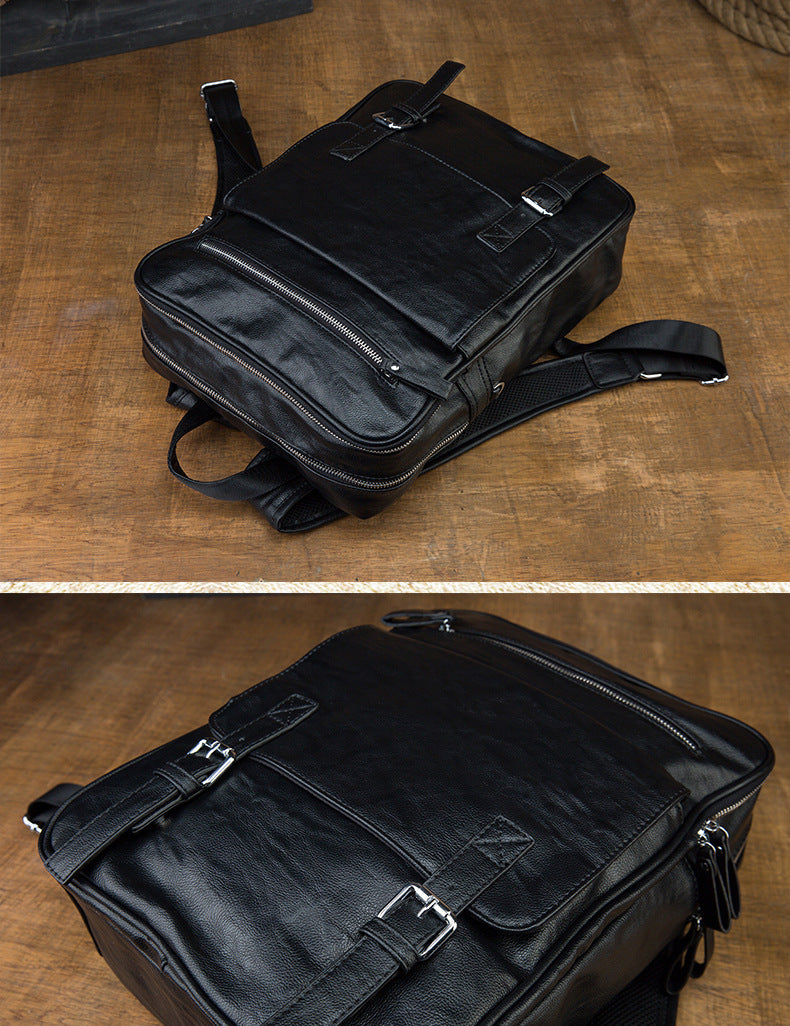 Men's backpack, original handmade cowhide genuine leather, simple casual computer bag, large capacity, travel bag