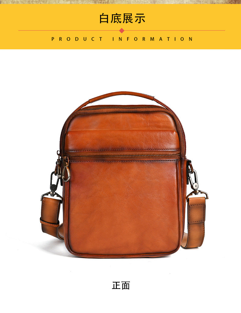 Men's Shoulder Bag Genuine Cowhide Leather Commuting Crossbody Bag for Men