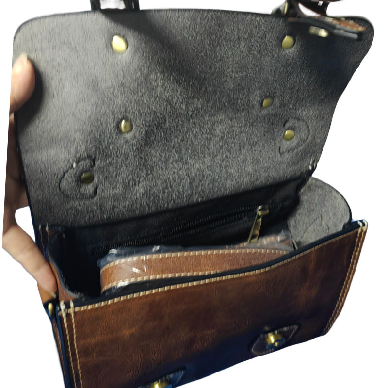 Men's Shoulder Bag Cowhide Genuine Leather Crazy Horse Korean Fashion Casual Men's Crossbody Bag Messenger Bag