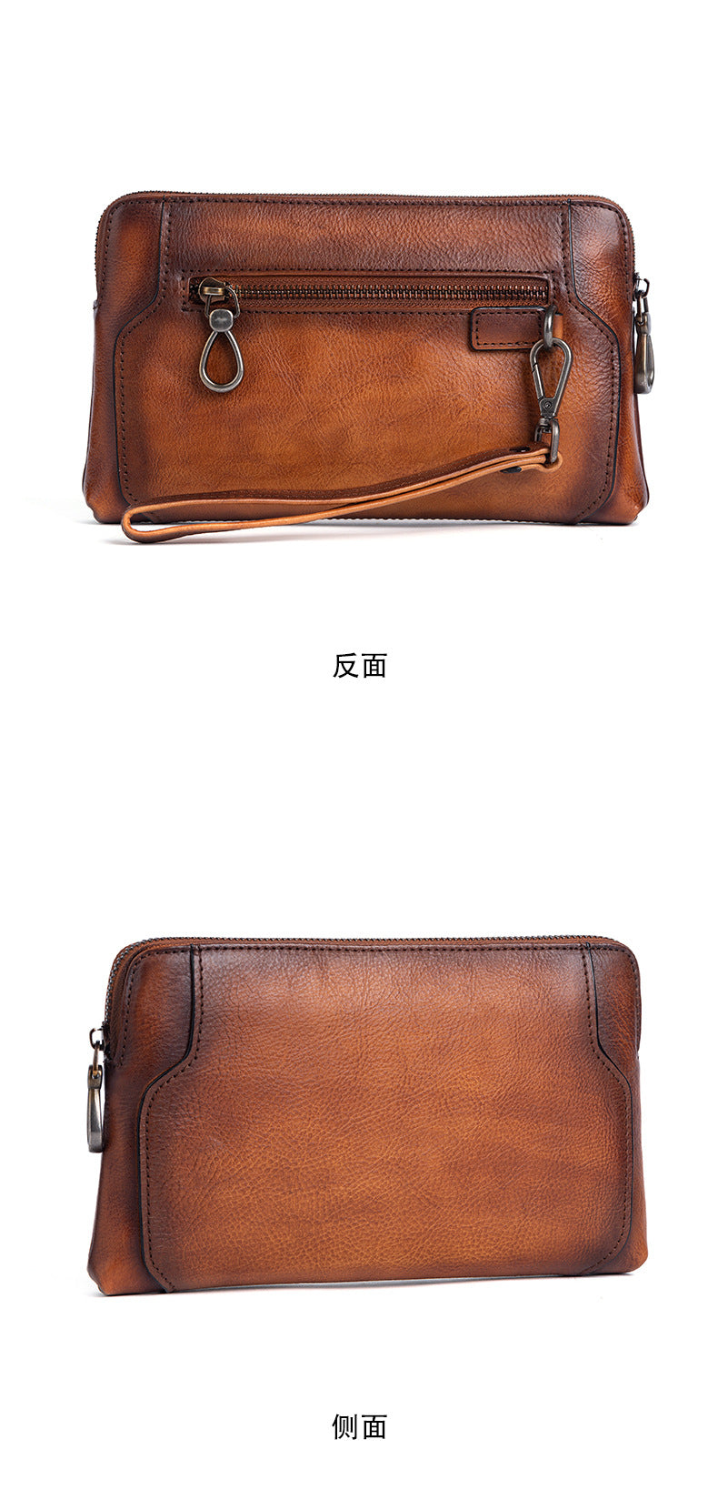 Men's Clutch Bag Genuine Cowhide Leather Retro Casual Men's Bag