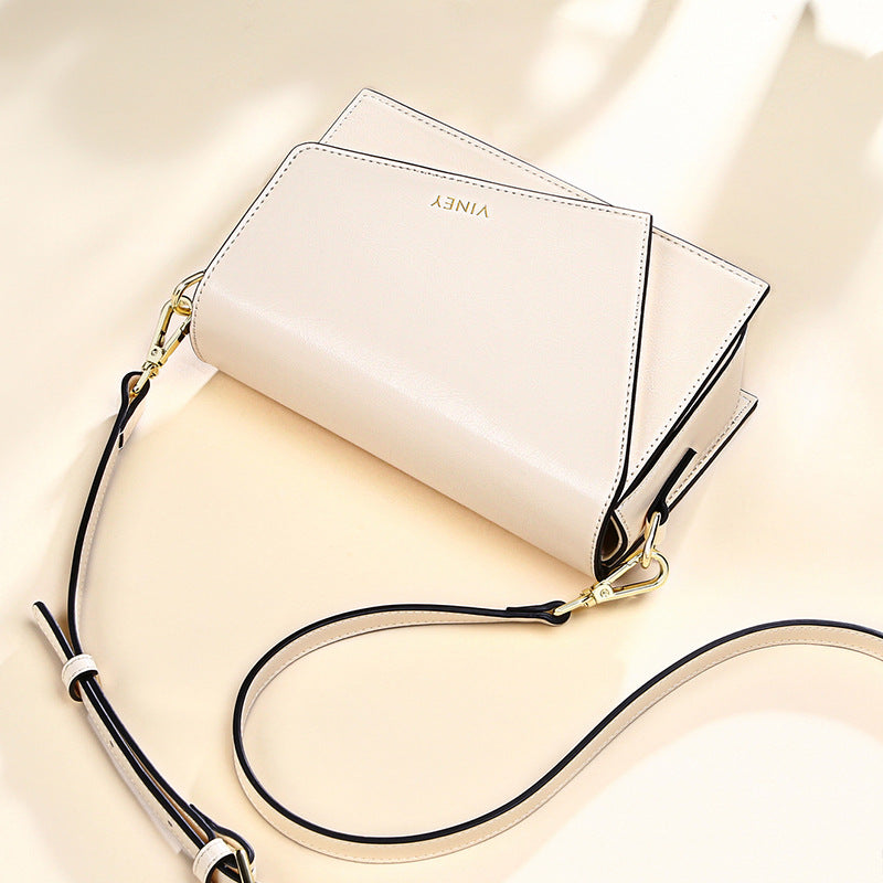Genuine leather bag ladies bag mini square bag crossbody bag simple elegant shoulder bag. pochette