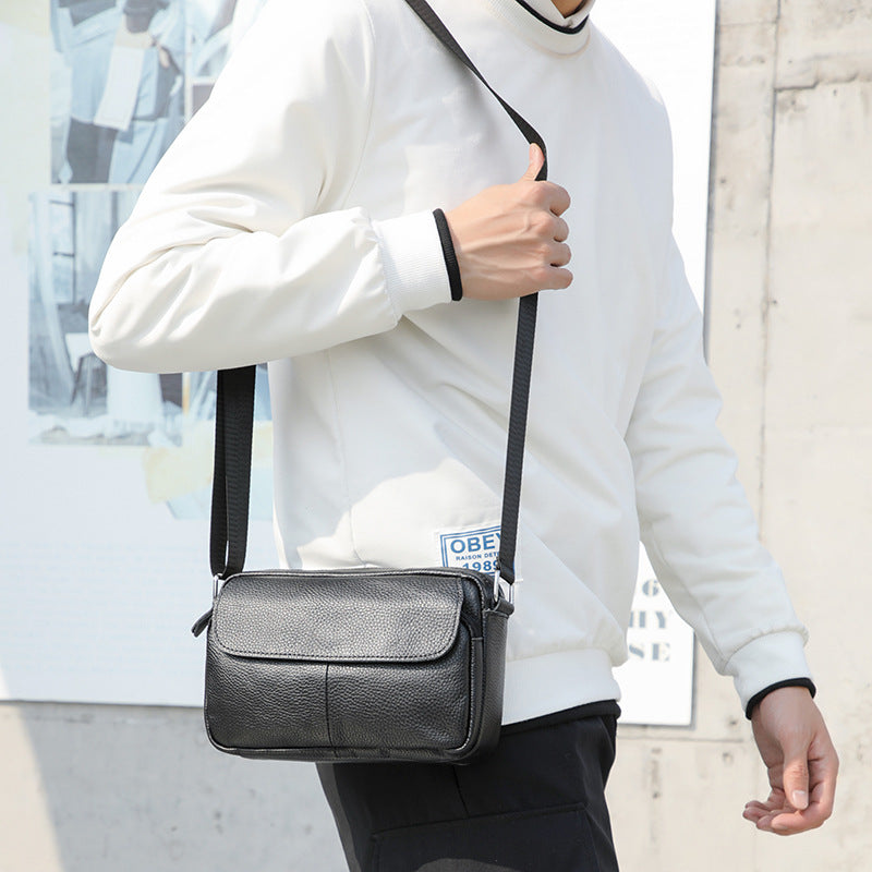 Men's Shoulder Bag Genuine Cowhide Leather Retro Casual Men's Crossbody Bag Messenger Bag