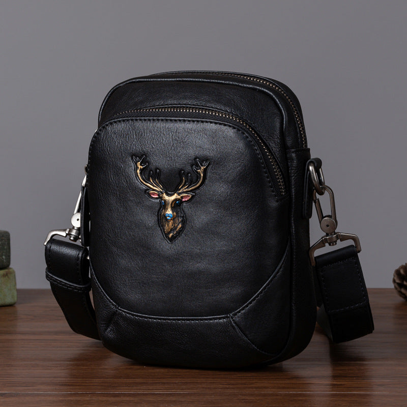 Men's Bust Bag Versatile Cowhide Genuine Leather Retro Casual Crossbody Bag for Men