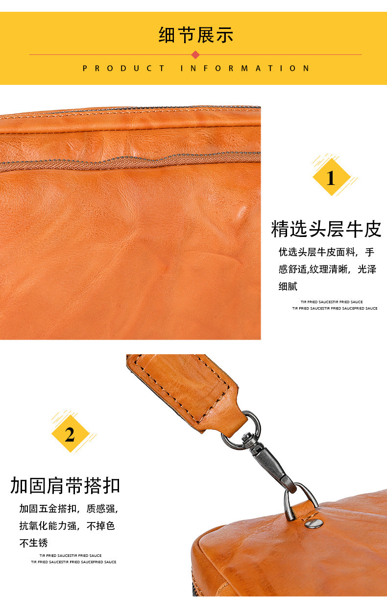 Men's Crossbody Bag Cowhide Genuine Leather Retro Casual Versatile Male Shoulder Bag Clutch Bag