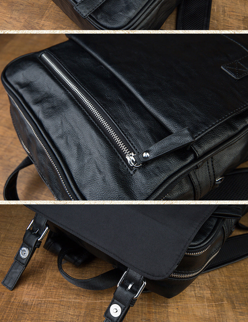Men's backpack, original handmade cowhide genuine leather, simple casual computer bag, large capacity, travel bag