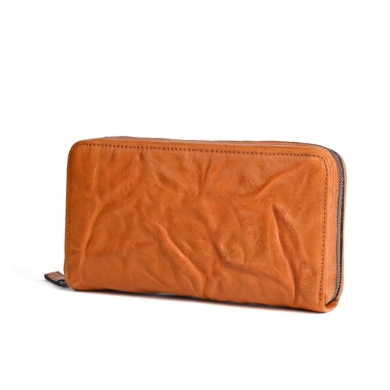 Men's Wallet Cowhide Genuine Leather Clutch Bag Mobile Phone Bag Retro Casual Men's Handbag
