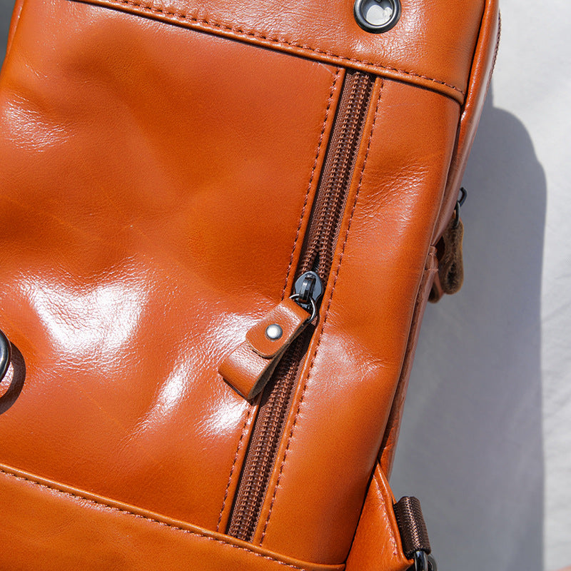 Men's Crossbody Bag Cowhide Retro Multifunctional Fashion Shoulder Bag for Men