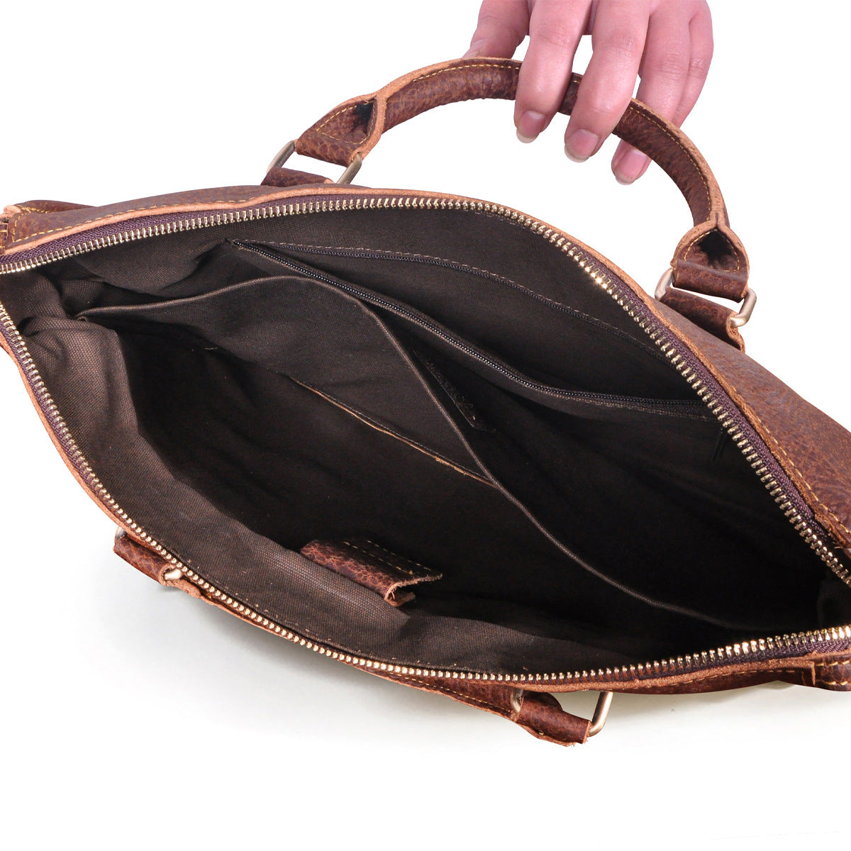 Men's Briefcase Crossbody Bag Cowhide Genuine Leather Retro Shoulder Bag Computer Bag