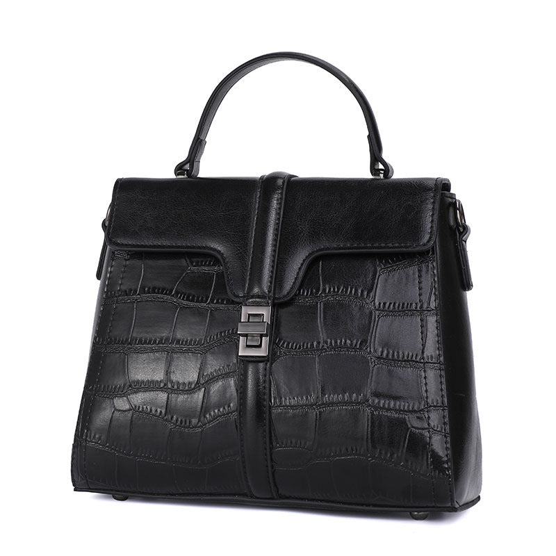 Genuine leather women's bag Crocodile pattern handbag Fashion large capacity shoulder bag Retro Handbag that goes with anything. Bag