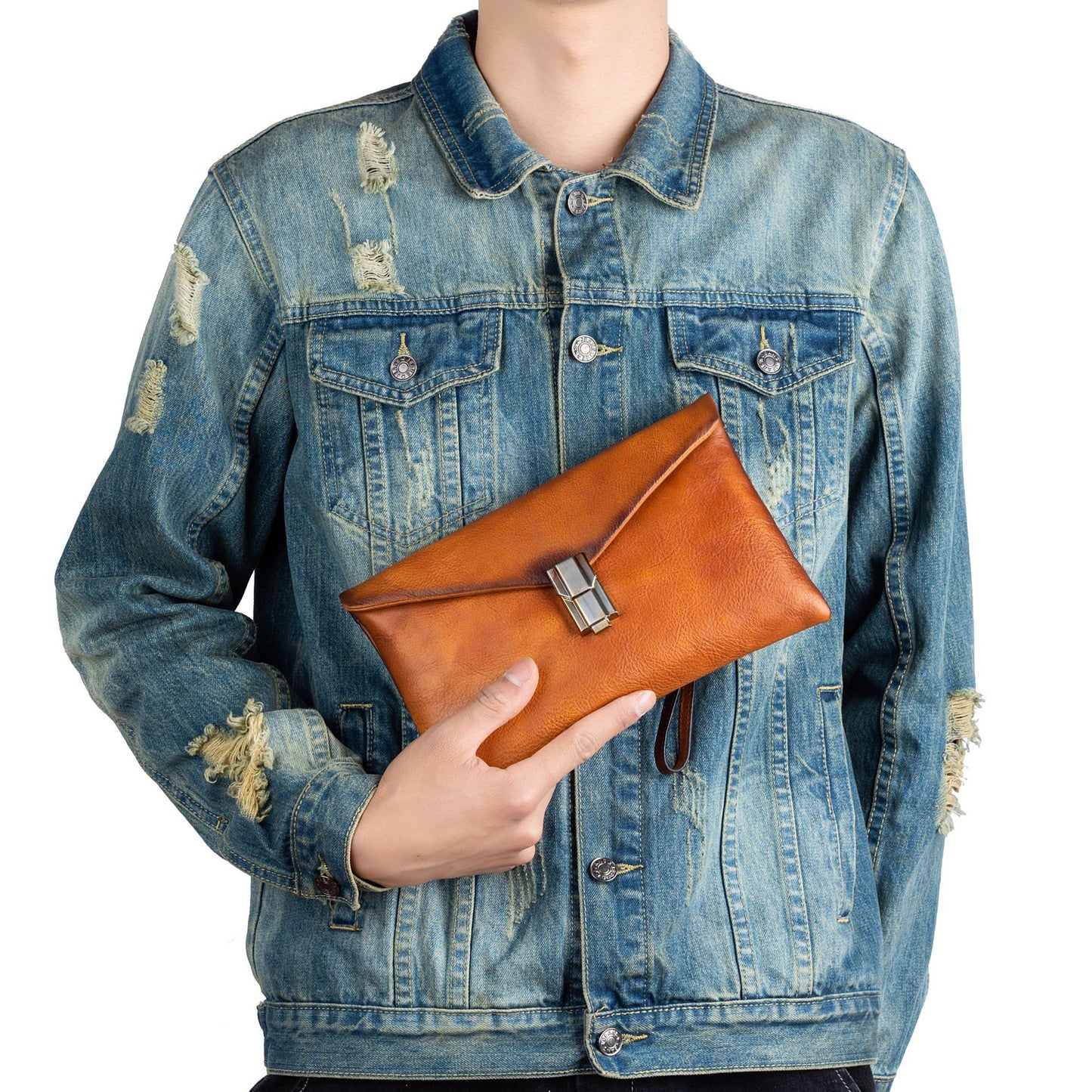 Men's Clutch Bag Cowhide Genuine Leather Retro Casual Men's Handbag