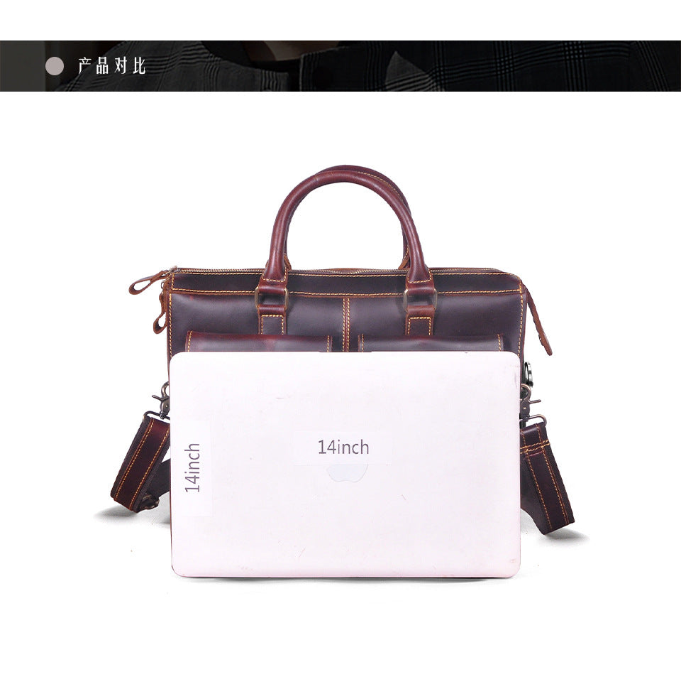 Men's Handbag Briefcase Cowhide Genuine Leather Retro Business Men Computer Bag