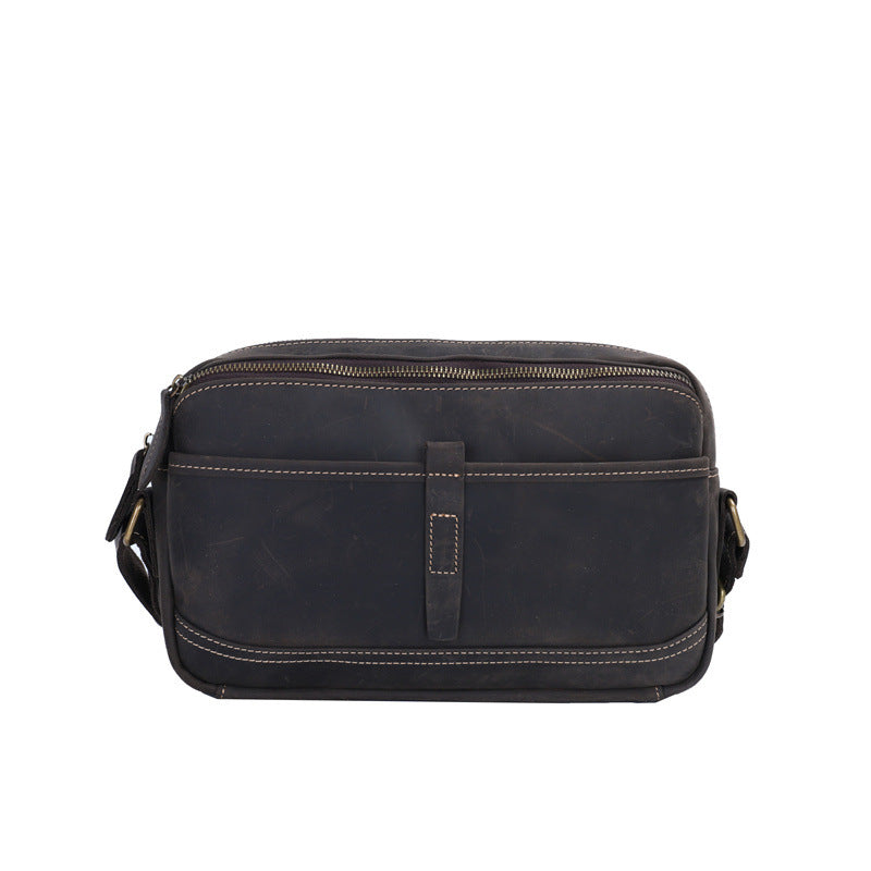 Men's Shoulder Bag Genuine Cowhide Leather Retro Fashion Commuter Crossbody Bag for Men