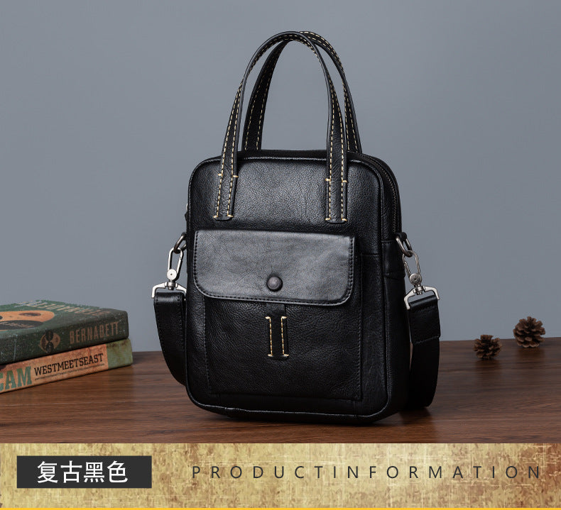 Men's Crossbody Bag Genuine Cowhide Leather Retro Casual Men's Handbag