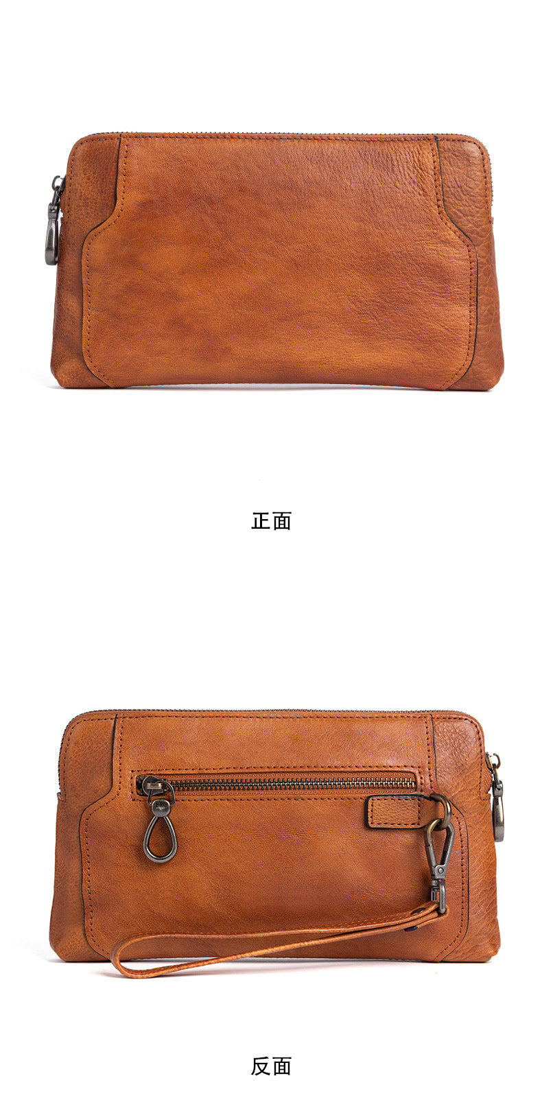 Men's Clutch Bag Genuine Cowhide Leather Retro Casual Men's Bag
