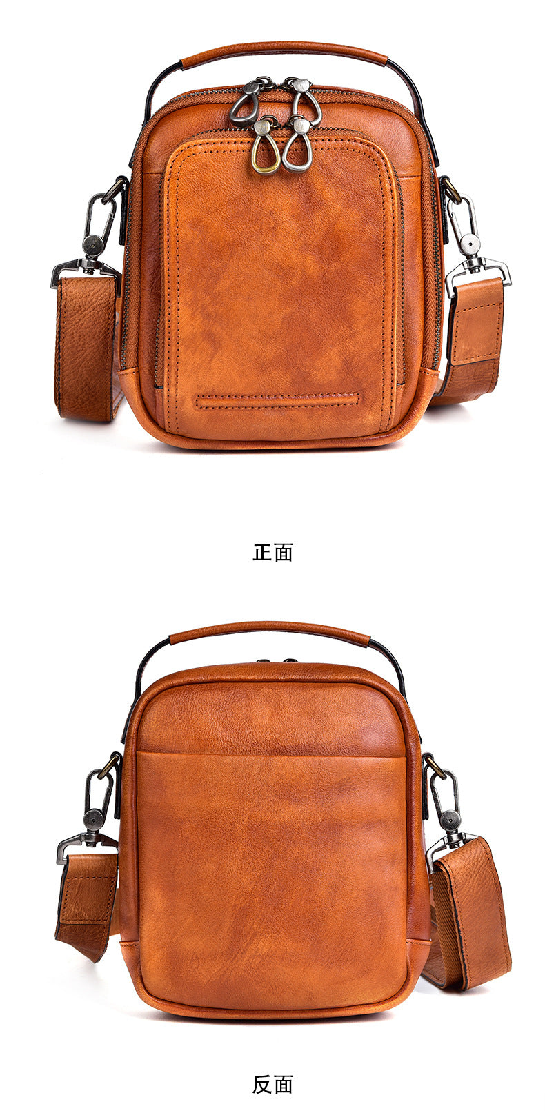 Men's Shoulder Bag Genuine Cowhide Leather Retro Casual Crossbody Bag for Men
