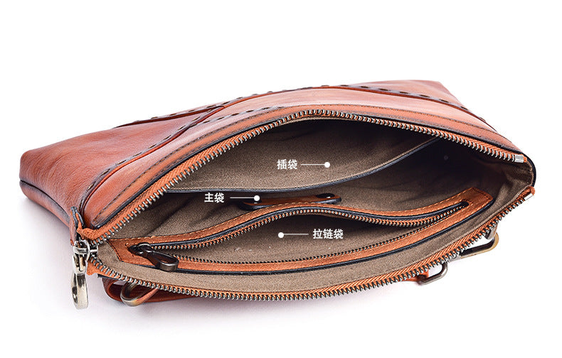 Men's Clutch Bag Genuine Cowhide Leather Retro Casual Men's Handbag