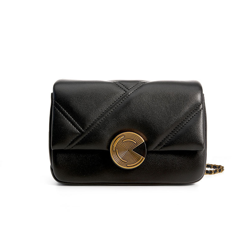 Cowhide plaid chain bag women's luxury square bag genuine leather crossbody bag commuting shoulder bag.Pochette