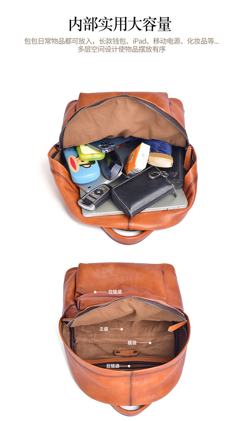 Men's backpack cowhide genuine leather fashion unique unisex travel bag