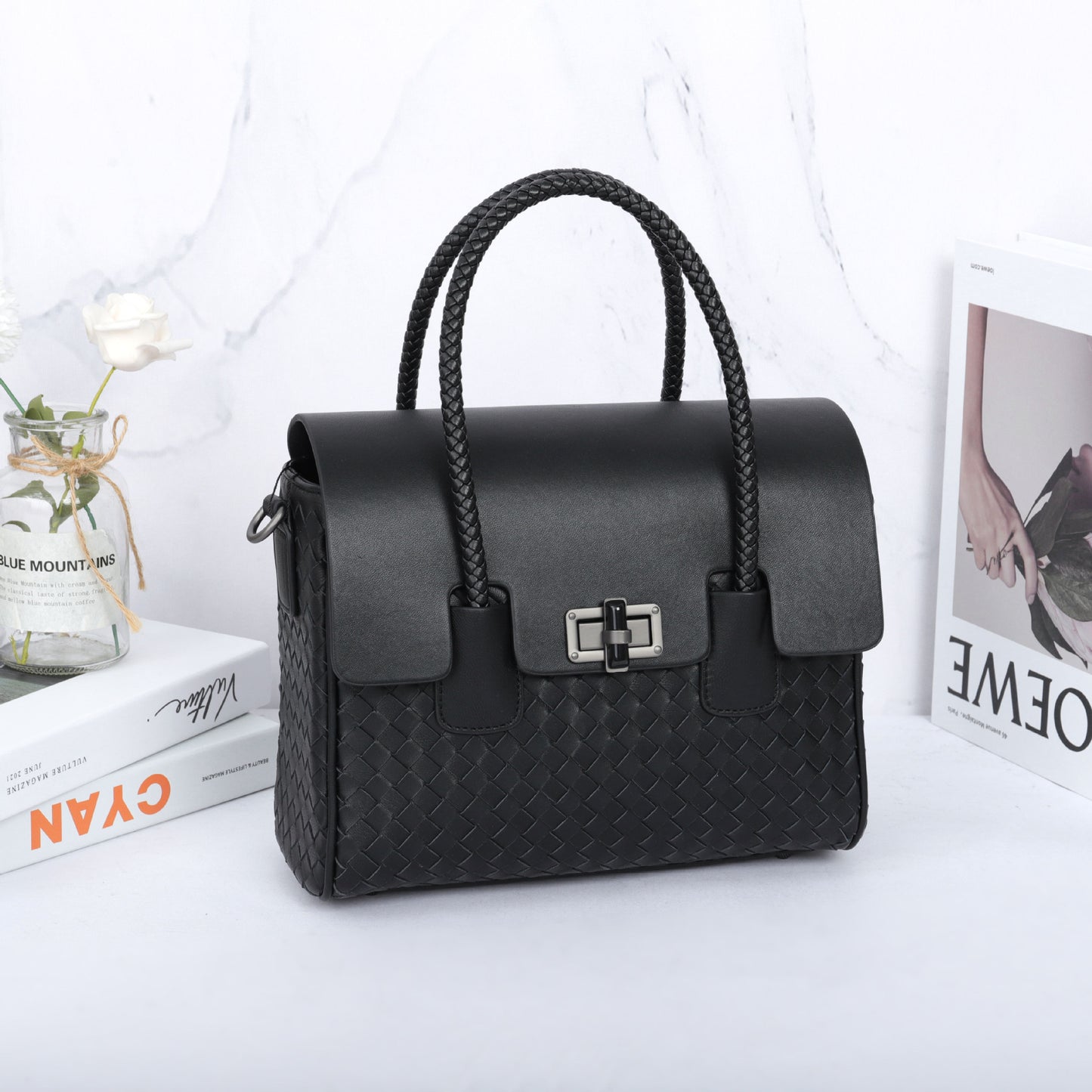 Genuine leather women's bag sheep leather woven bag fashionable casual shoulder bag handbag.bag