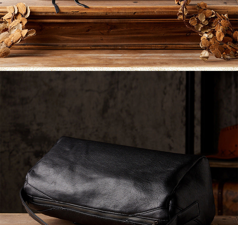 Men's Shoulder Bag Made of Genuine Cowskin Leather Handmade Retro Casual Fashion Large Capacity Crossbody Bag for Men