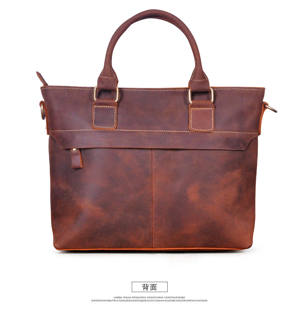 Men's Briefcase Handbag Cowhide Genuine Leather Retro Business Men Computer Bag
