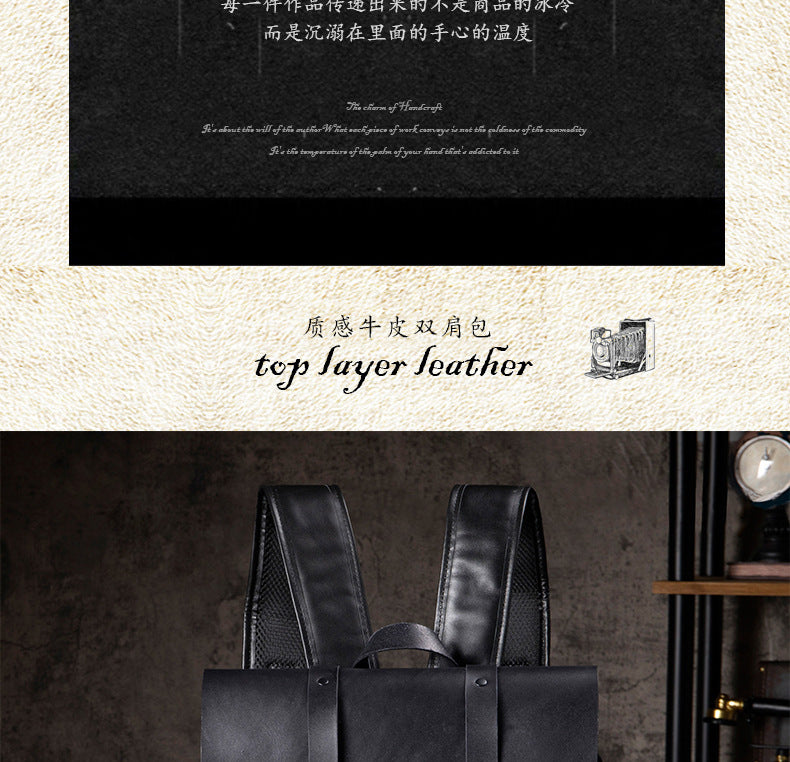 Men's backpack handmade cowhide genuine leather high quality large capacity casual business computer bag fashion men travel bag